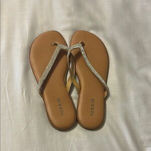 Torrid Tan and Silver Sandals with Braided Straps